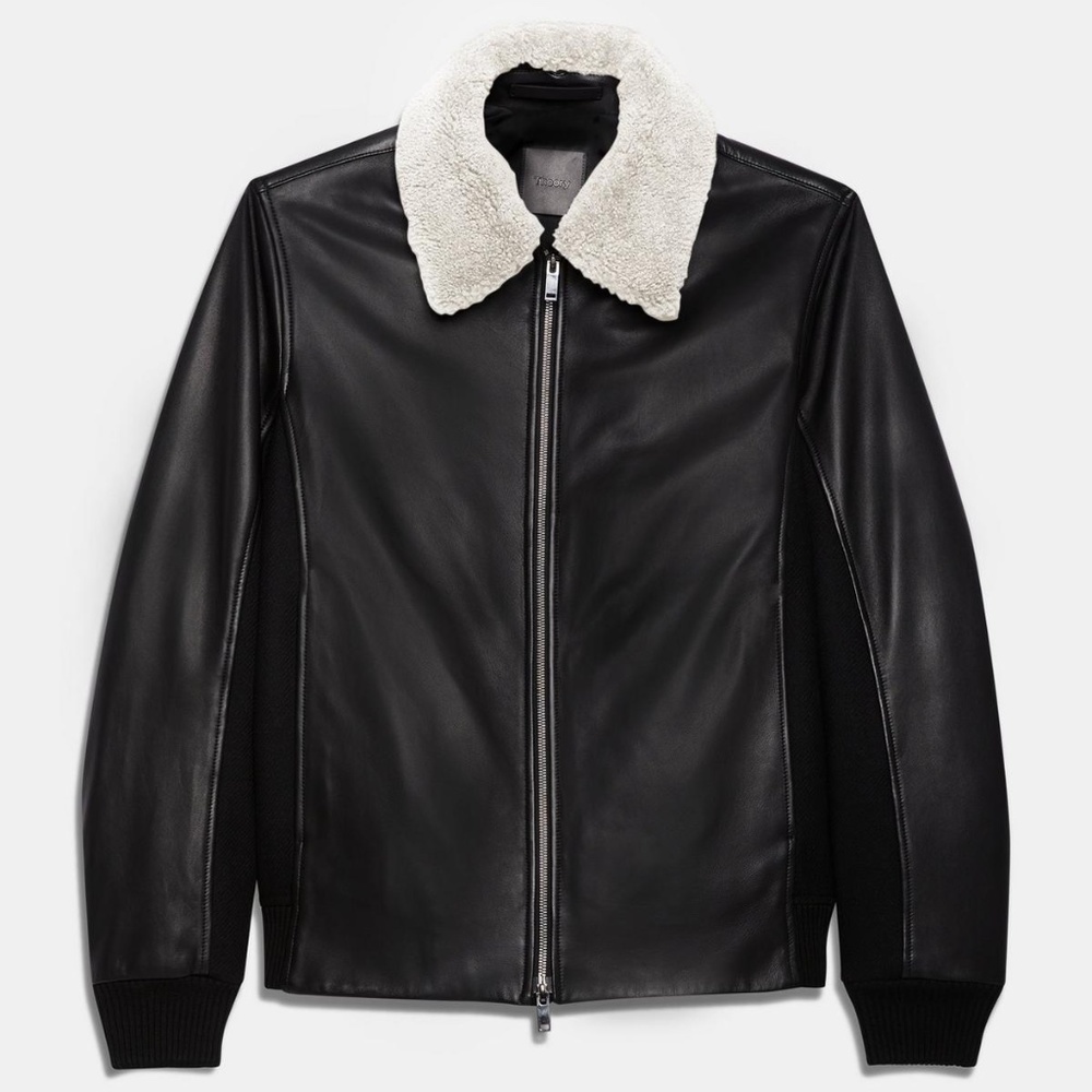 Zip Jacket In Shearling Melton